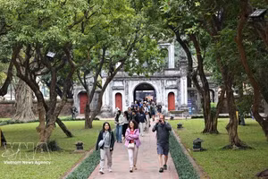 参观文庙-国子监的游客。