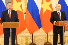 越共中央总书记、国家主席苏林和俄罗斯总统弗拉基米尔·普京。（图片来源：越通社）