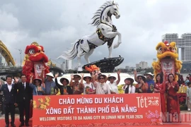 丙午年正月初一，岘港市迎来首批游客。（樱桃 摄）