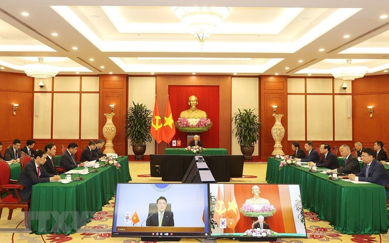 越共中央总书记阮富仲同韩国总统尹锡悦举行会谈(组图) ảnh 6 越共中央总书记阮富仲同韩国总统尹锡悦举行会谈(组图) ảnh 6