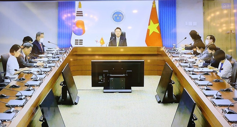越共中央总书记阮富仲同韩国总统尹锡悦举行会谈(组图) ảnh 3 越共中央总书记阮富仲同韩国总统尹锡悦举行会谈(组图) ảnh 3