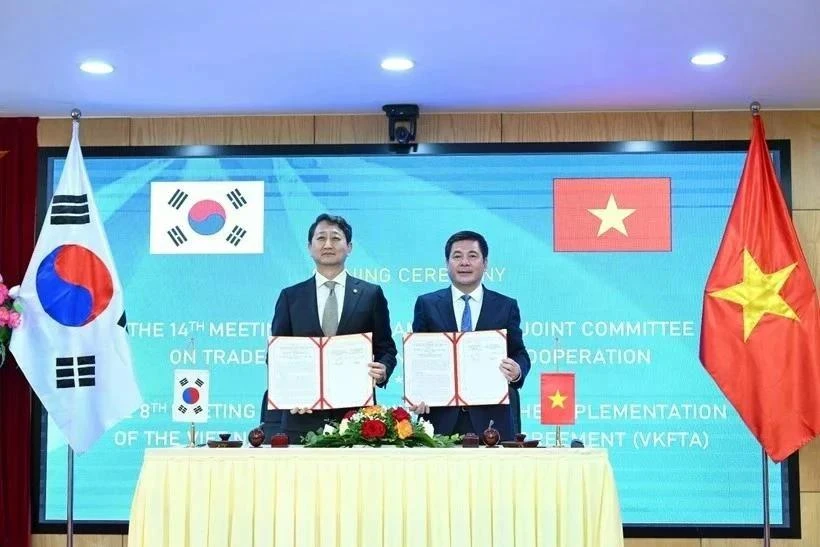 越南与韩国签署贸易合作协议。（图片来源：越通社）