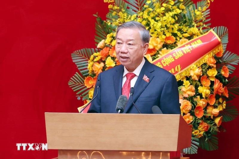 苏林总书记发表讲话。（图片来源：越通社）