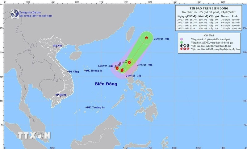7月24日天气预报：第4号台风向东南偏南方向移动 5省面临山洪和山体滑坡风险