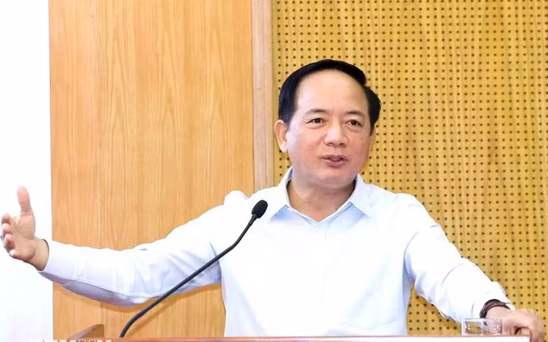 越共中央政治局委员、中央书记处书记、中央宣教与民运部部长郑文决在会议上发表讲话。（图片来源：越通社）