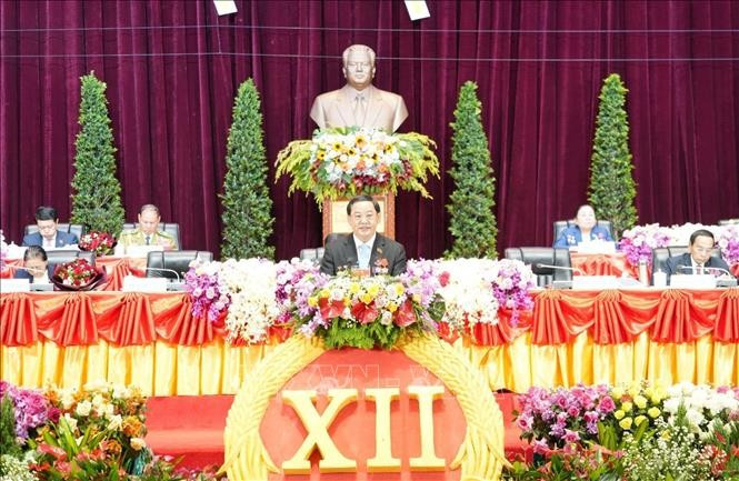 老挝人民革命党第十二次全国代表大会开幕式现场。（图片来源：越通社）