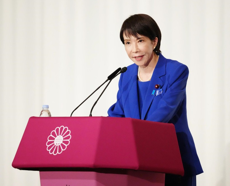 日本自由民主党总裁高市早苗当选日本第104任首相。（图片来源：日本共同通信社）