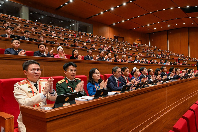 出席越南共产党第十四次全国代表大会开幕式的代表。