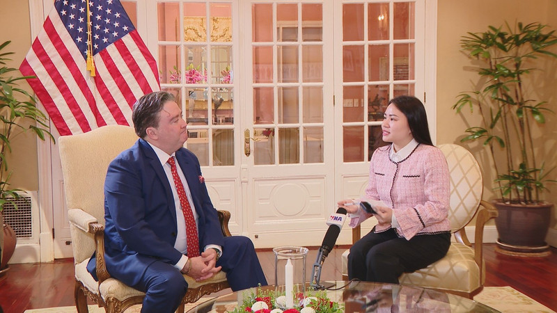 美国驻越南大使马克·纳珀在2026年新年前夕接受越通社记者采访。（图片来源：越通社）