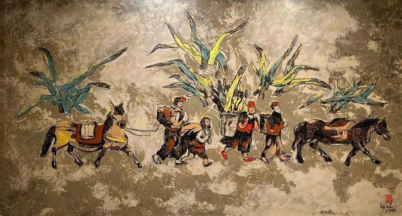 画家杜德的画作《赶集》。