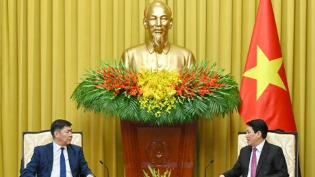 越南国家主席梁强会见蒙古国最高法院院长甘佐里格·丹丁。