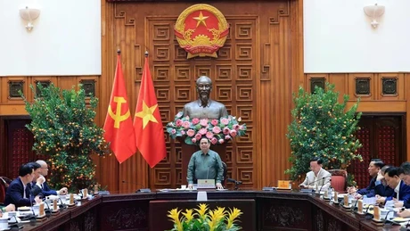 越南政府总理范明正主持召开政府常务会议。（图片来源：政府门户网）