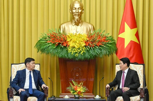 越南国家主席梁强会见蒙古国最高法院院长甘佐里格·丹丁。