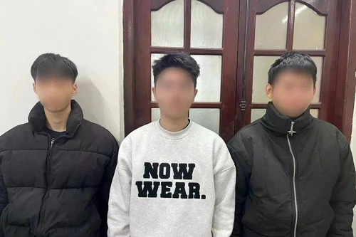 在宣光省公安调查警察机关的三名犯罪嫌疑人。（图片来源：越通社）