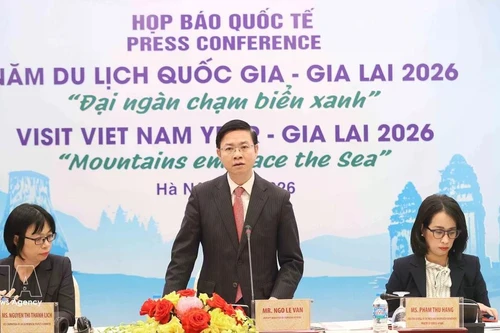 越南外交部与嘉莱省人民委员会在河内联合举行国际媒体吹风会。