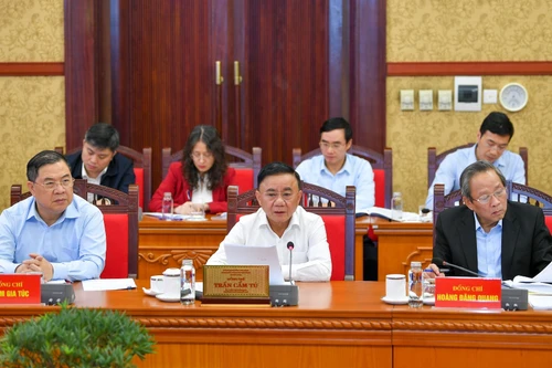 越共中央书记处常务书记主持核查越共十四大组织服务工作的会议。