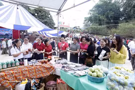 群众和游客在 “重返思念之地”山区集市购物。（图片来源：越通社）