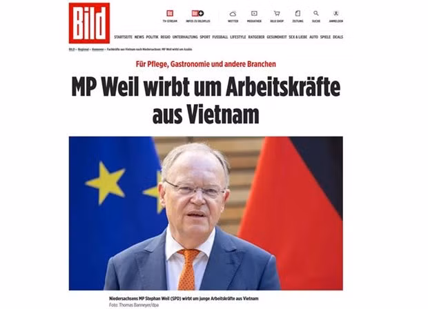 德国《图片报》（Bild）刊登了有关下萨克森州州长史蒂芬·魏尔访问越南的文章。