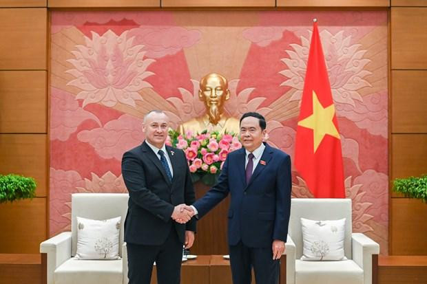 越南国会常务副主席陈青敏会见罗马尼亚—越南议员友好小组主席欧金。