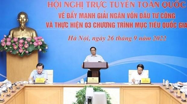 范明正总理主持加快公共投资资金到位进度全国视频会议。（图片来源：越通社）