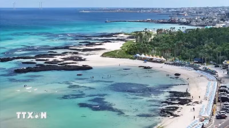 韩国济州岛咸德海滩。