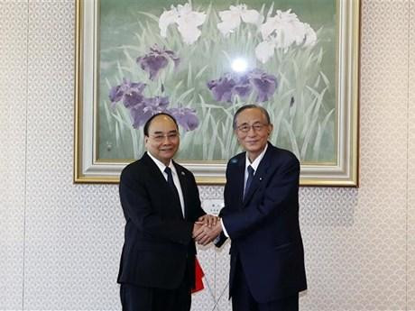 越南国家主席阮春福会见日本众议院议长细田博之。（图片来源：越通社）