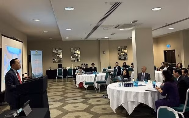 越南驻英国大使阮黄龙在会上发表讲话。