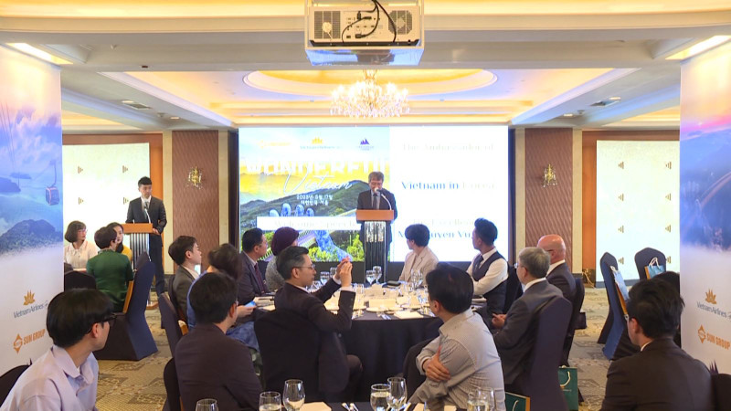 越南驻韩国大使阮武松发表讲话。