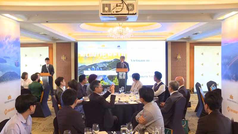 越南驻韩国大使阮武松发表讲话。