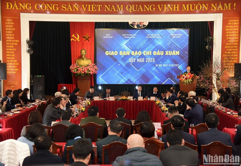 2023癸卯新春新闻简报会场景。（陈海 摄）