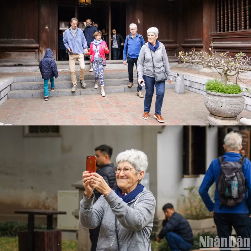 外国游客也兴致勃勃地参观和拍照。