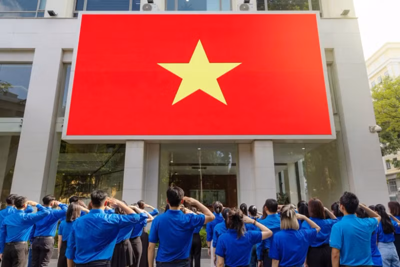 2024年8月，越通社共青团响应越南青年联合会、通信传媒部对外新闻局和有关单位联合启动的“国庆日”活动。（图片来源：越通社）