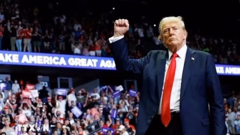 2024年7月20日，特朗普在密歇根州大急流城举行竞选集会。（图片来源：Getty Images/越通社）