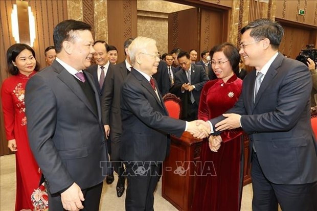 越共中央总书记阮富仲走访首都河内党委、政府和人民并拜年。（图片来源：越通社）