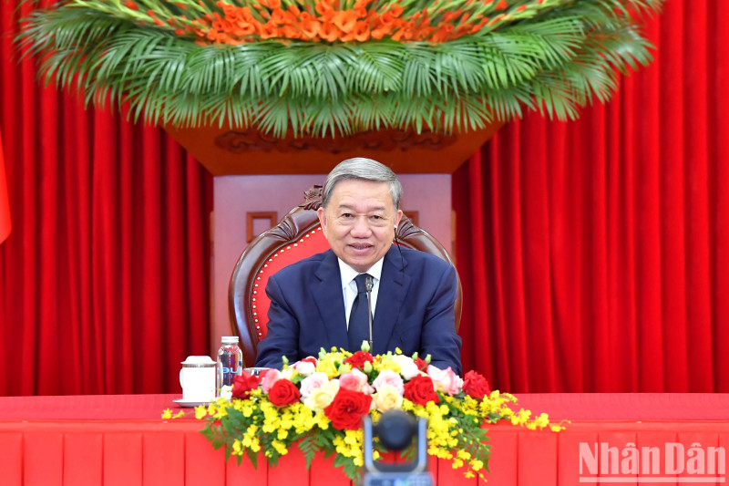 越共中央总书记苏林同南非总统、执政党非洲人国民大会主席西里尔·拉马福萨通电话。（登科 摄）