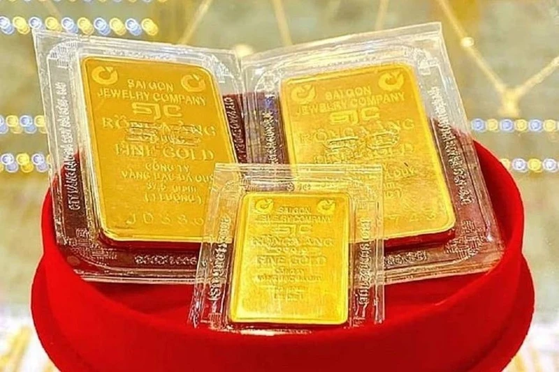 4月5日下午越南国内金价下跌120万越盾。（图片来源：互联网）