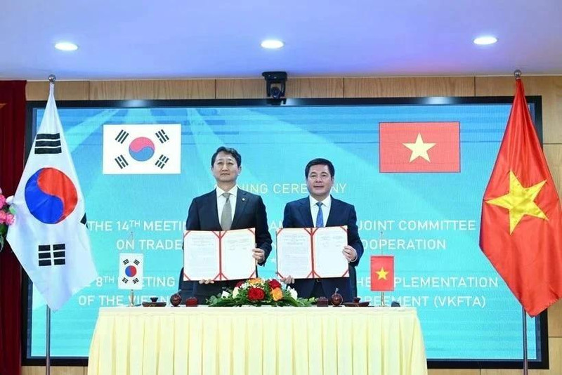 越南与韩国签署贸易合作协议。（图片来源：越通社）