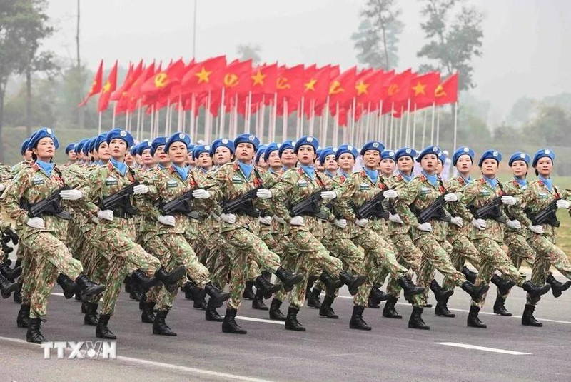 南方解放、国家统一50周年阅兵仪式彩排。（图片来源：越通社）