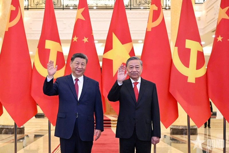 越共中央总书记苏林和中共中央总书记、中国国家主席习近平。