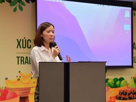 越南工贸部亚非市场司黎氏梅英在论坛上发言。