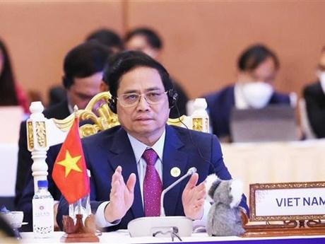 范明正总理在第二次东盟与澳大利亚领导人会议上发言。