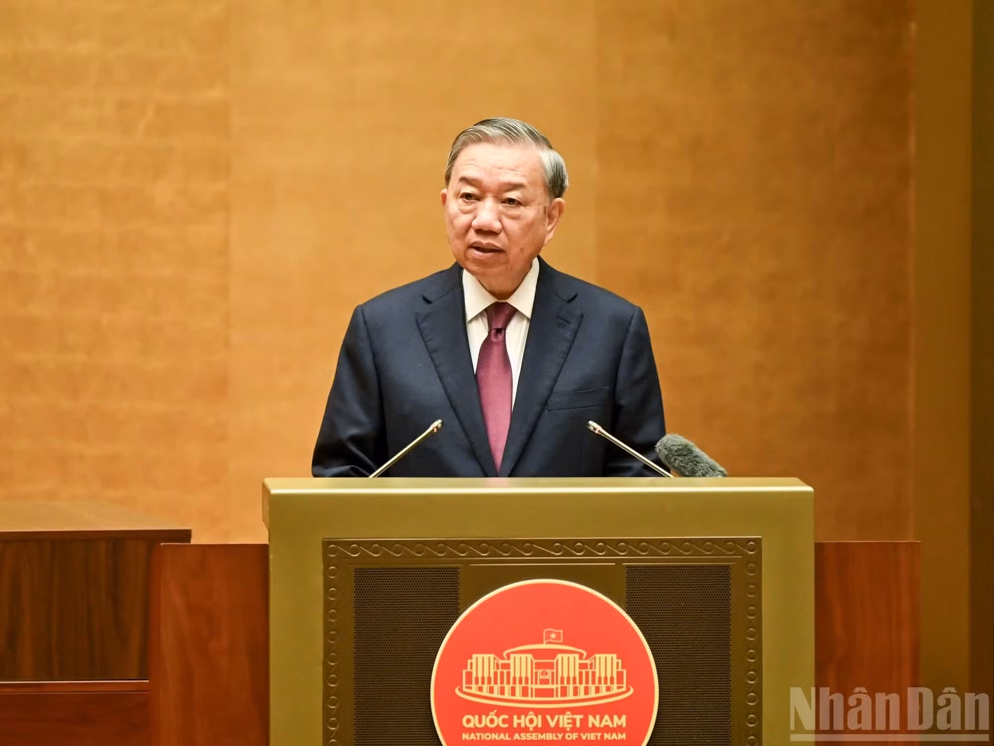 越共中央总书记、越南国家主席苏林发表指导性讲话。