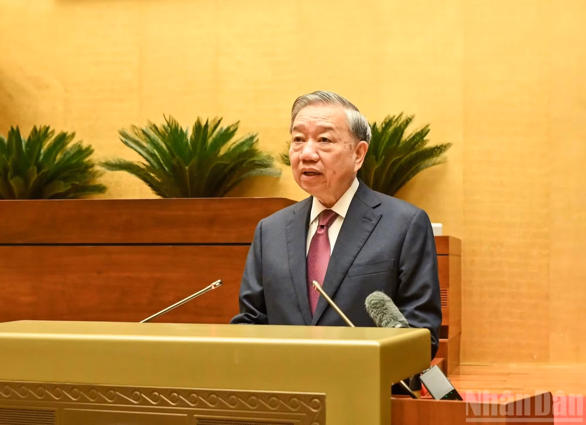 越共中央总书记、越南国家主席苏林发表指导性讲话。