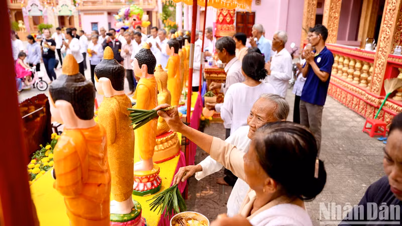 高棉族同胞踊跃参加传统仪式。
