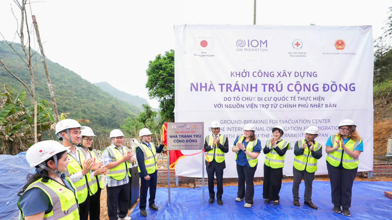 由IOM实施并获得日本政府援助的社区避难所建设项目正式启动。（图片来源：IOM）