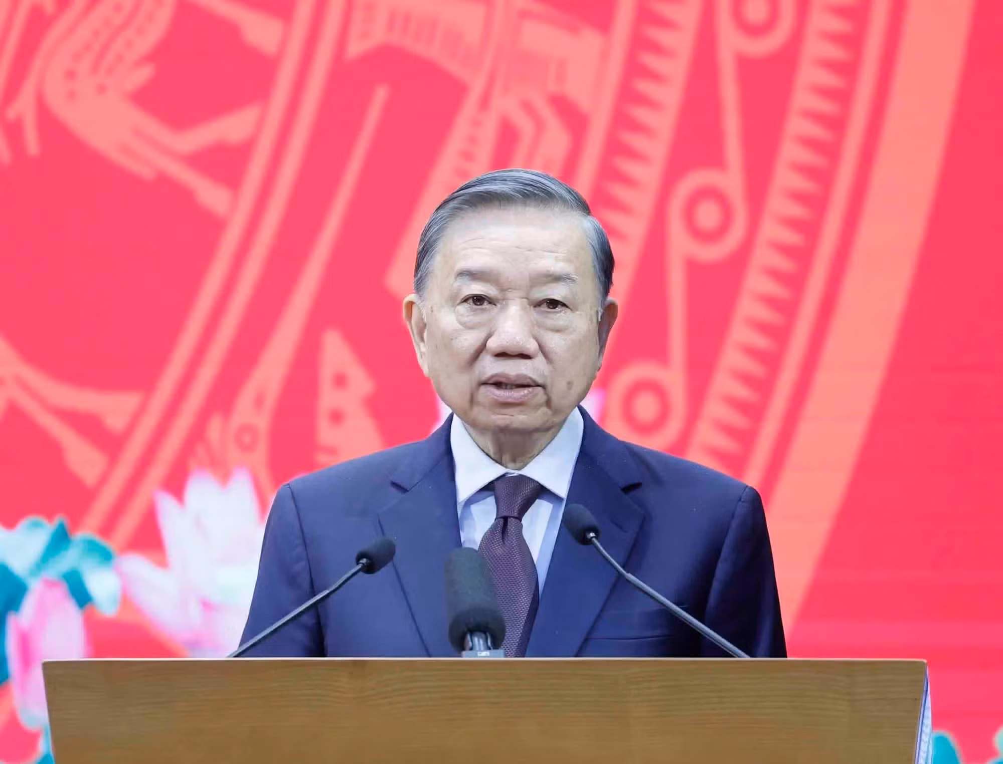 越共中央总书记、国家主席苏林在仪式上发表指导性讲话。（图片来源：越通社）