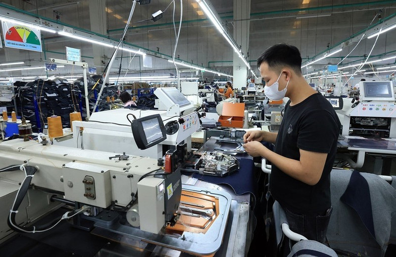 富寿省的一家服装配件生产工厂。（图片来源：越通社）