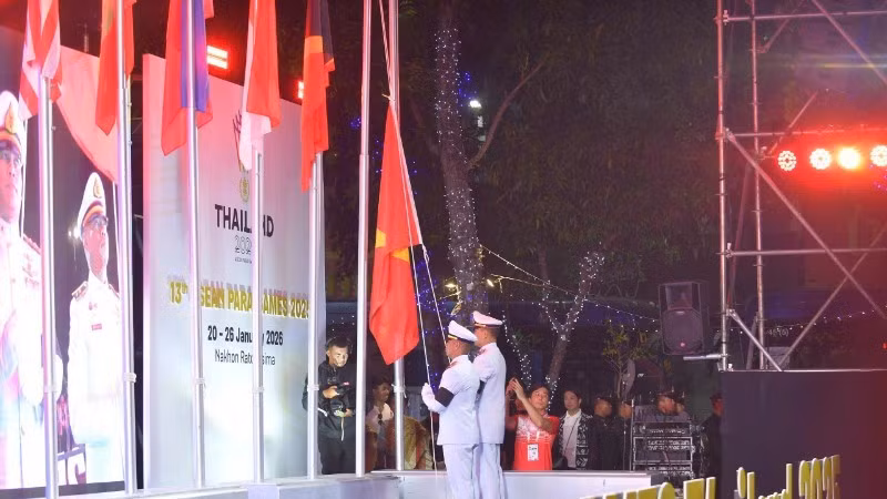 第13届东南亚残疾人运动会升旗仪式。