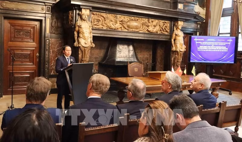 海防市委书记黎进珠发表讲话。（图片来源：越通社）