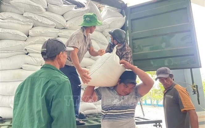 越南铁路公司免费运送1.5万件救灾物资驰援中部以南地区。（图片来源：越通社）